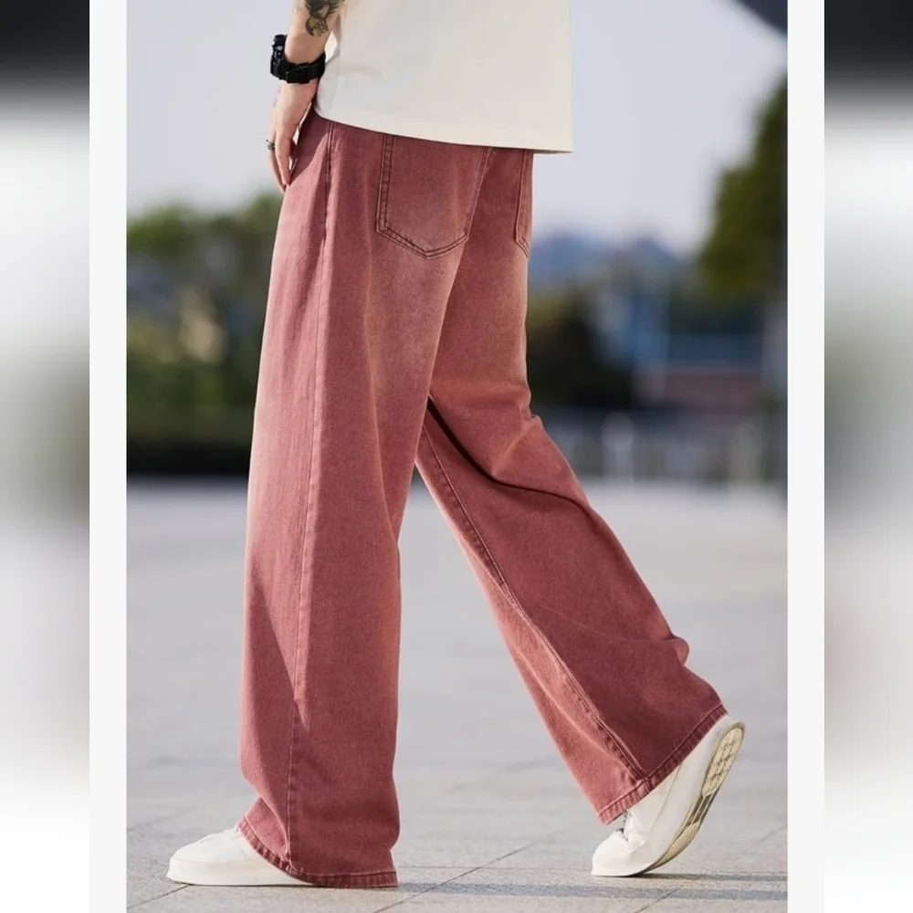 Mens Red Wide Leg Skater Jeans NWT